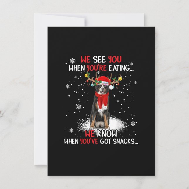 Convites Cachorro de Montanha Bernês de Natal Rena Leve Chr (Frente)