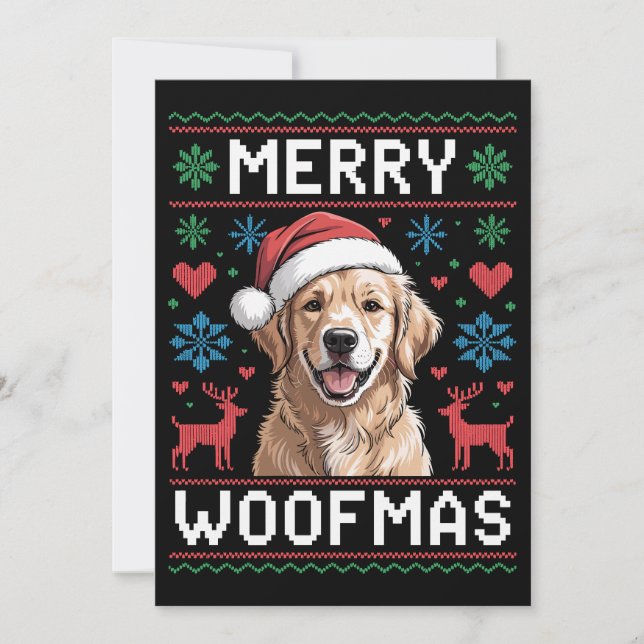 Convites Cachorro de Natal com Chapéu de Natal Retriever Do (Frente)