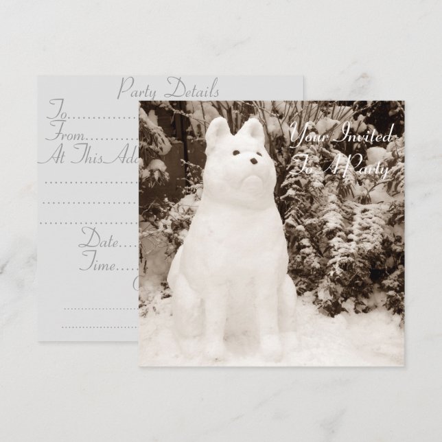 Convites cachorro de neve engraçado e festivo no natal (Frente/Verso)