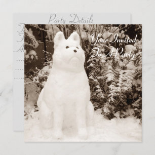 Convites cachorro de neve engraçado e festivo no natal