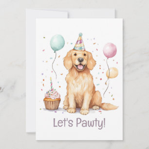 Convites Cachorro de Ouro de Aniversário