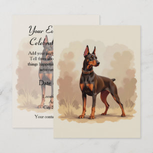 Convites Cachorro Doberman Pinscher Marrom Ferrugem Vermelh