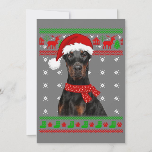 Convites Cachorro Doberman Suéter Feio Natal Cachorrinho Am (Frente)