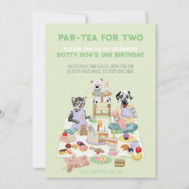Convites Cachorro Dotty Parte-tea para Dois segundos aniver