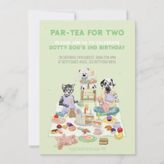 Convites Cachorro Dotty Parte-tea para Dois segundos aniver