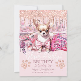 Convites Cachorro Elegante Glitter Glam Birthday