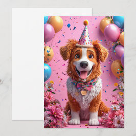 Convites Cachorro Feliz Celebrando Aniversário