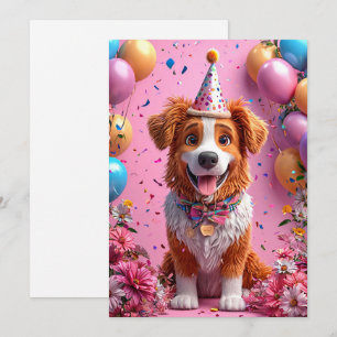 Convites Cachorro Feliz Celebrando Aniversário