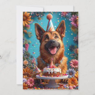 Convites Cachorro Feliz Celebrando Aniversário