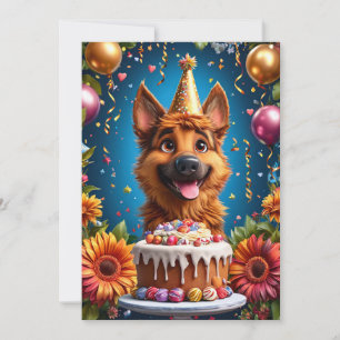 Convites Cachorro Feliz Celebrando Aniversário