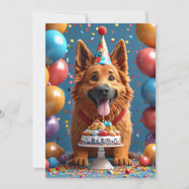 Convites Cachorro Feliz Celebrando Aniversário