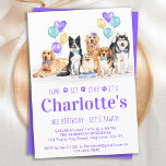 Convites Cachorro Festa de aniversário Roxinha<br><div class="desc">Vamos Pawty! Convide amigos e familiares para seus filhos ou festas de aniversário de cachorro com este cartão de convite para o aniversário de cachorrinhos. Personalize com nome, número de aniversário e todas as informações de festa de aniversário do cão! Visite nossa coleção para combinar decoração de festa de aniversário...</div>