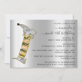 Convites Cachorro Gelado Doce 16ª Cinza de Prata Festa de a