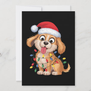 Convites Cachorro Golden Retriever Chapéu de Papai Noel Luz