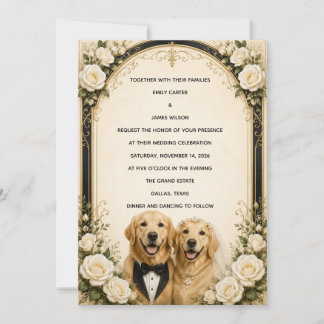Convites Cachorro Golden Retriever Elegante Personalizado L