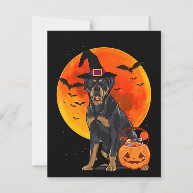 Convites cachorro halloween rottweiler jack o lantern abóbo (Frente)
