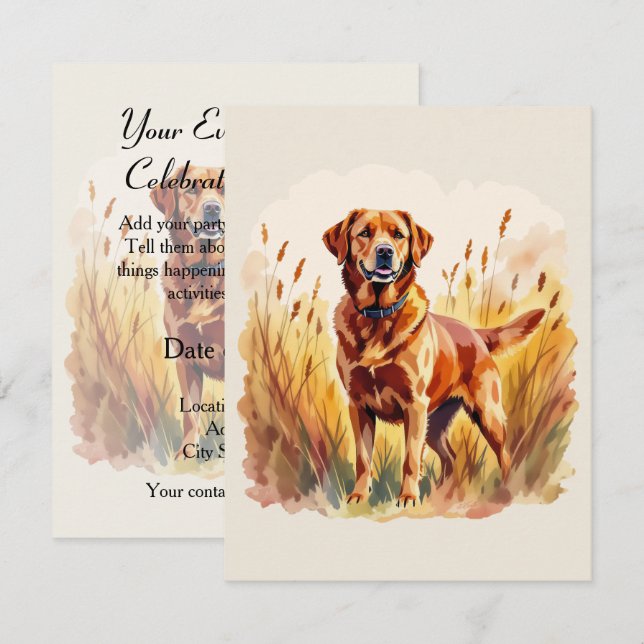 Convites Cachorro Labrador Retriever Fox Red (Frente/Verso)