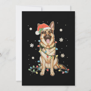 Convites Cachorro Pastor Alemão Chapéu do Papai Noel Luzes