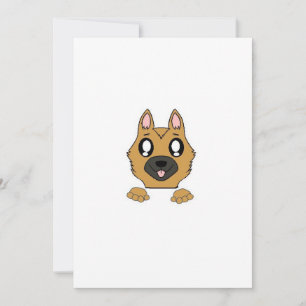 Convites cachorro pastor alemão espiando desenho animado