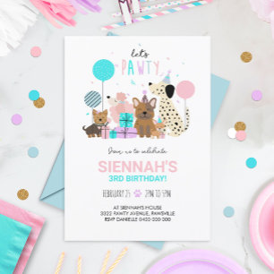 Convites Cachorro Pawty Invitation Puppy Invitation Girl