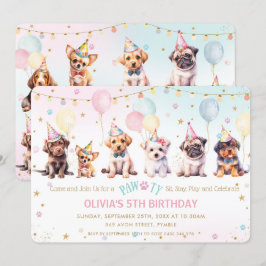 Convites Cachorro Pawy Bonito Adorável Festa de aniversário