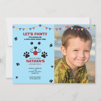 Convites Cachorro Puppy Deixa Pawty Birthday Boy Foto
