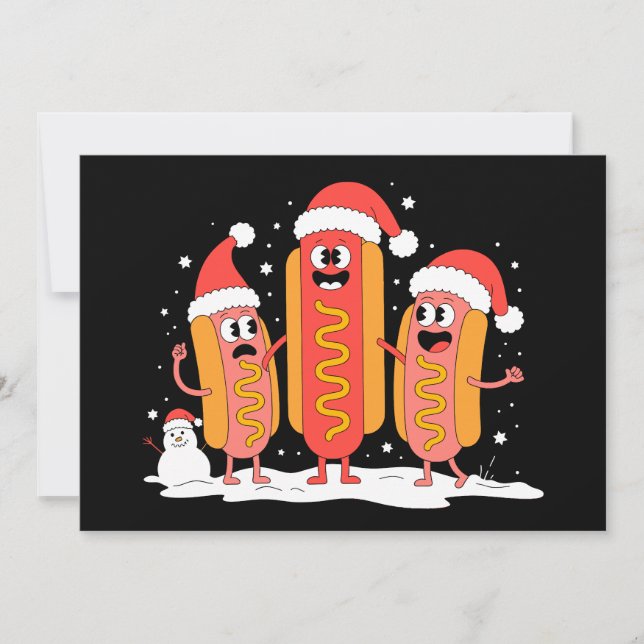Convites Cachorro Quente De Natal Chapéu Do Papai Noel Bone (Frente)