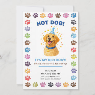 Convites Cachorro-Quente É Meu Aniversário, Festa da Pata d