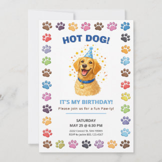 Convites Cachorro-Quente É Meu Aniversário, Festa da Pata d