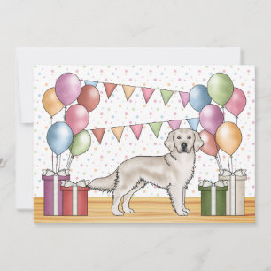 Convites Cachorro Retriever Dourado Creme Aniversário Color