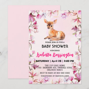 Convites Cachorro-rosa com flores silvestres chás de fralda