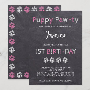 Convites Cachorro Rosa Papoila Papoila Pawty, Cachorro, Ani