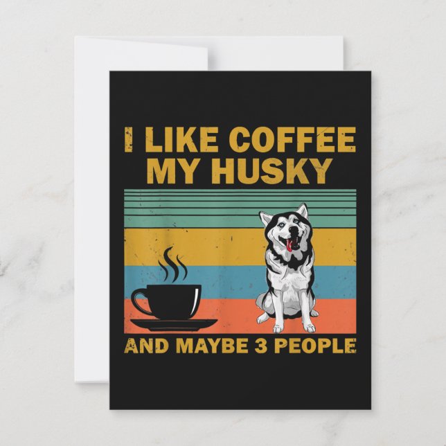 Convites Cachorro Siberian Husky | Oferta De Pasta De Café (Frente)