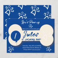 Cachorro Simples de Aniversário Cachorro Osso Azul