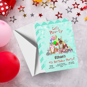 Convites Cachorros bonitos Celebração de Aniversário Paw-ty