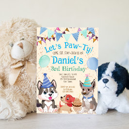 Convites Cachorros bonitos, filhotes de vamos de filhotes, 