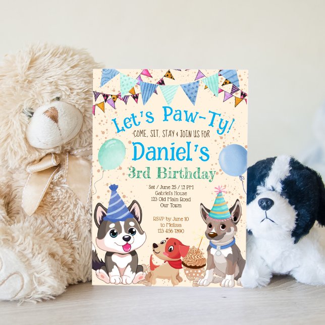 Convites Cachorros bonitos, filhotes de vamos de filhotes,  (Criador carregado)