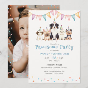 Convites Cachorros de Festa Incríveis Foto Personalizada pa