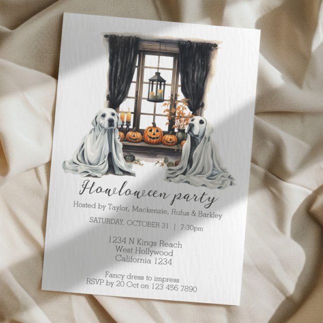 Convites Cachorros de Halloween Fizeram festa de boas-vinda (Halloween Dogs Themed Party Howloween Fun Invitations from Ricaso. Two dogs Halloween party.)