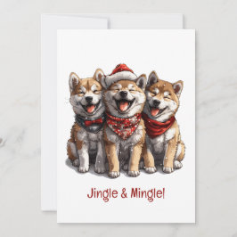 Convites Cachorros de Papais noeis de Shiba Inu de Natal Ji