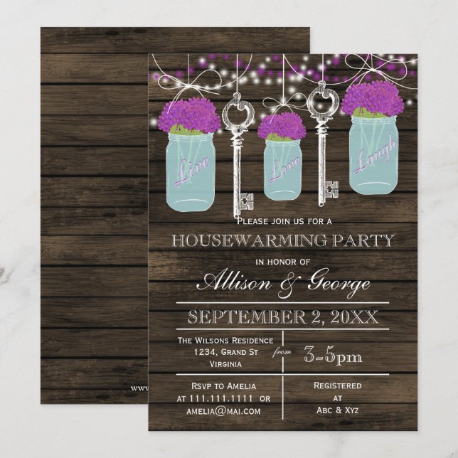 Convites Cachorros de pedras-do-mar chaves de casa rústica (Frente/Verso)