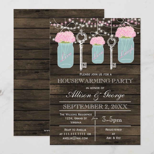 Convites Cachorros de pedras-do-mar chaves de casa rústica (Frente/Verso)