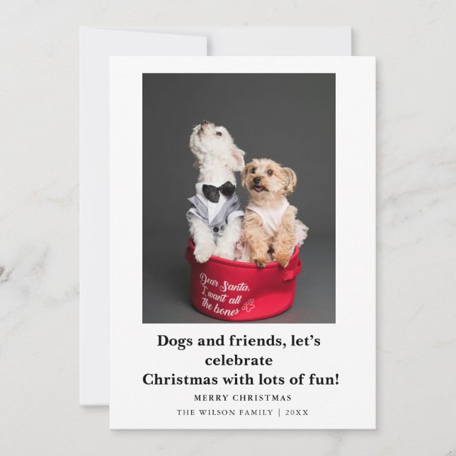 Convites Cachorros Fofos e Divertidos Dizendo Feliz Natal n (Frente)