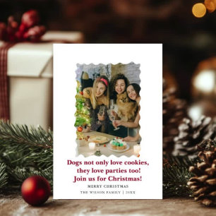 Convites Cachorros Fofos e Divertidos Feliz Natal Tarjeta d