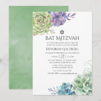 Cacto de Aquarela Suculentas Bat Mitzvah