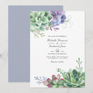 Convites Cacto de Suculentas em Aquarela Código QR RSVP Cas