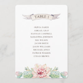 Convites Cacto floral e suculenta. Carta de lugares para o 