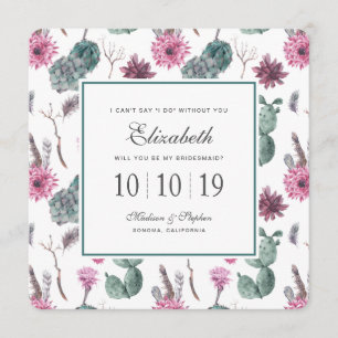 Convites Cacto, Succulent & floral de Boho - dama de honra