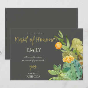 Convites CACTO SUCULENTO FLORAL Aquarela DAMA DE HONRA