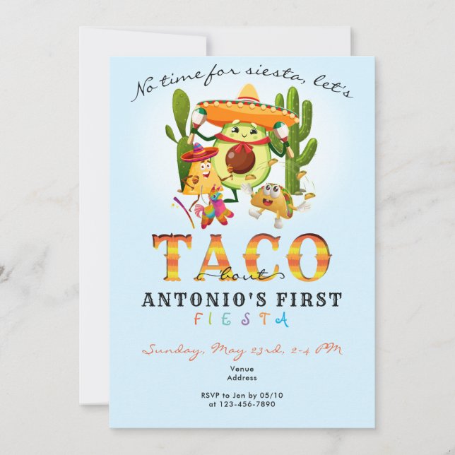 Convites Cactos Sem Tempo Para Siesta Primeiro primeiro ani (Frente)